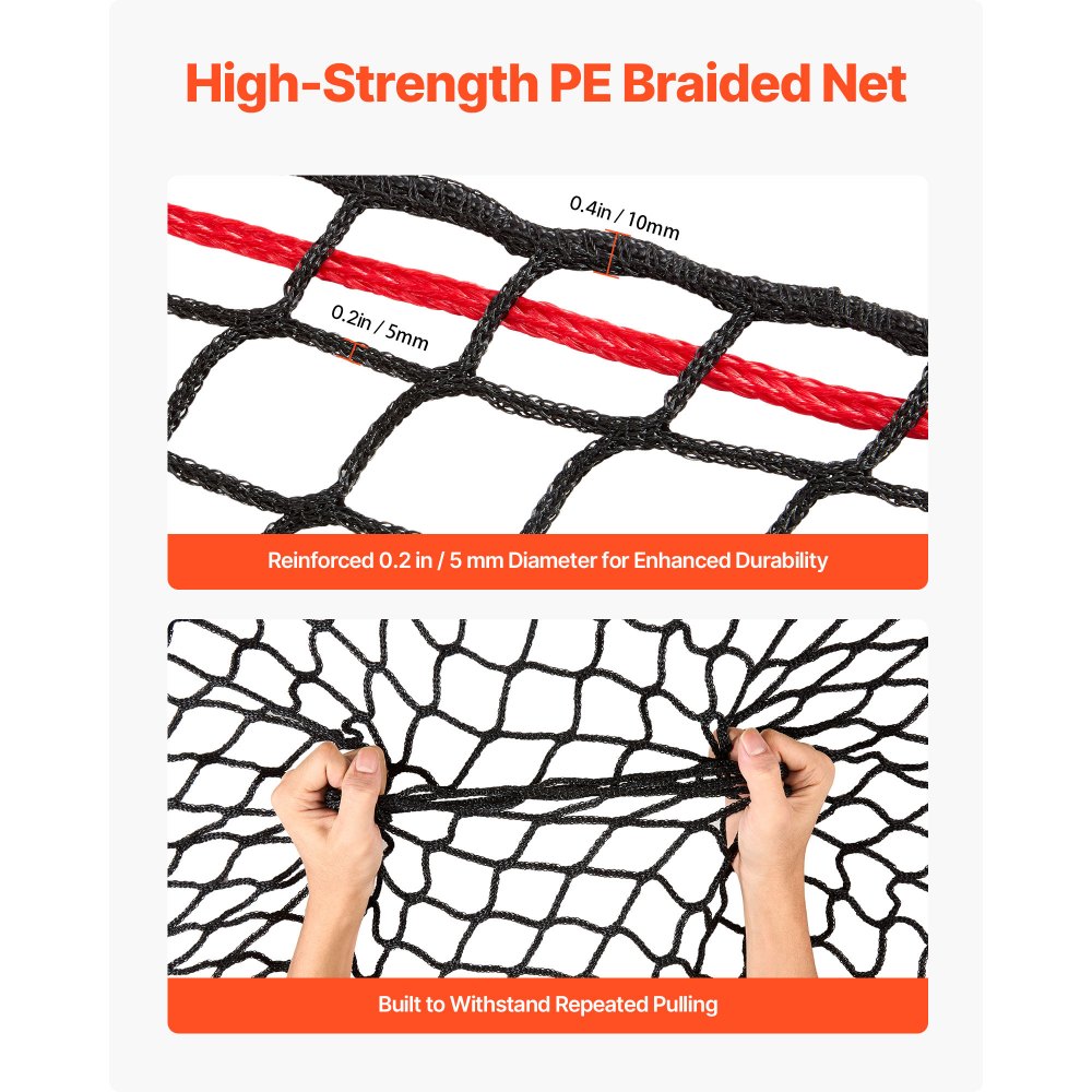 VEVOR Rond hooinet voor balen, 1,8 x 1,8 x 1,8 m, maaswijdte 42 x 42 mm, PE-materiaal, knooploos ontwerp, met kabelbinders, naaldhouder, reparatiekoord en opbergtas, voerbesparend net voor paarden