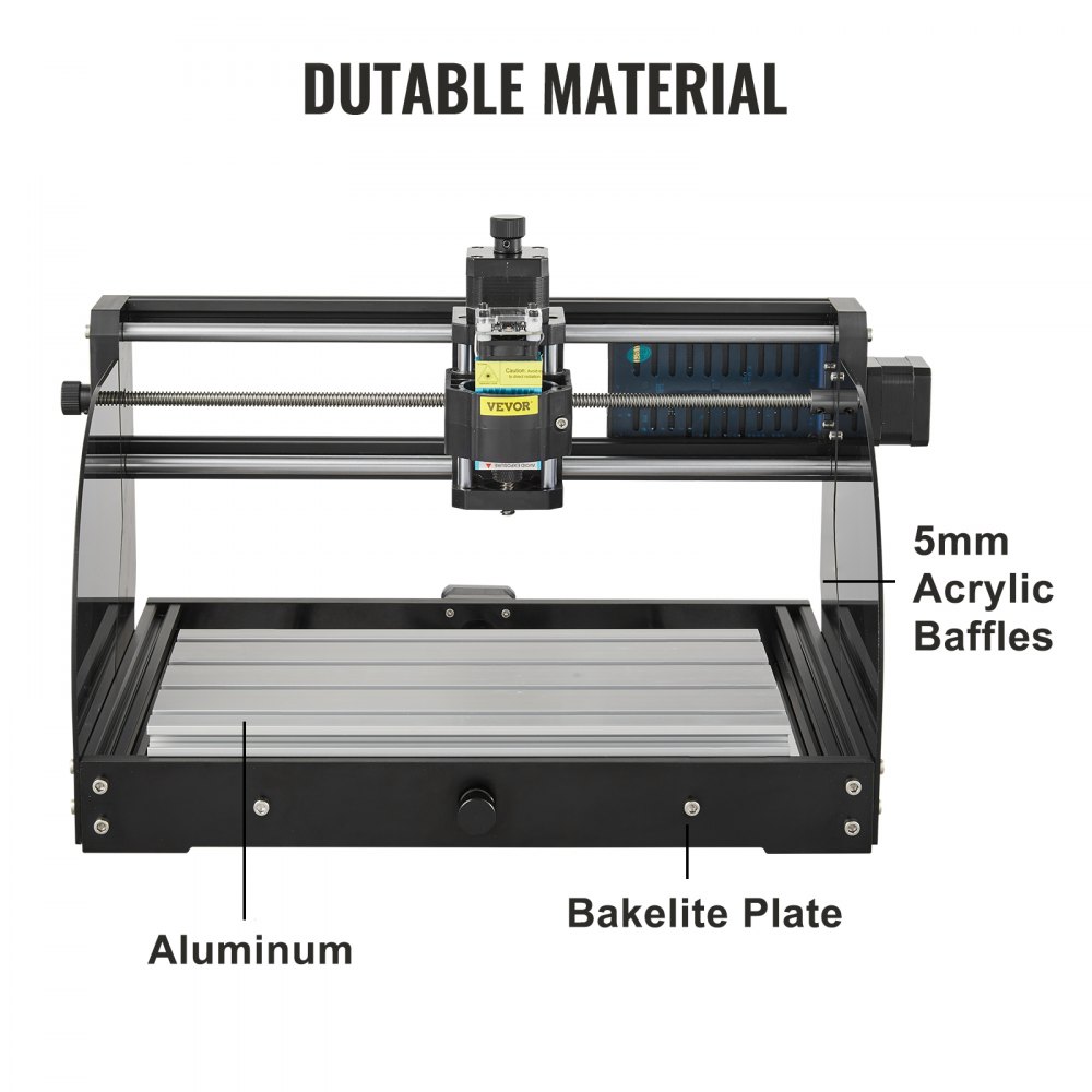 VEVOR CNC 3018 Pro CNC Router 300×180×45mm CNC Machine 500MW GRBL Control Mini Laser Engraver with Offline Controller 3 Axis Laser Engraving Machine for Carving Milling Plastic, Acrylic, PVC, Wood