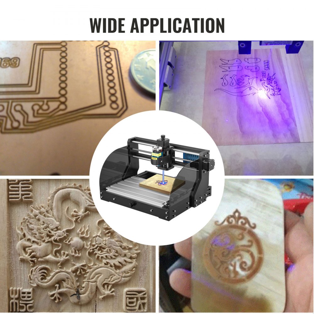 VEVOR CNC 3018 Pro CNC Router 300×180×45mm CNC Machine 500MW GRBL Control Mini Laser Engraver with Offline Controller 3 Axis Laser Engraving Machine for Carving Milling Plastic, Acrylic, PVC, Wood