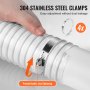 VEVOR Dust Collection Hose, 2.5'' x 20', Thickened PVC Material Puncture-Resistant Flexible Clear Hose with Carbon Steel Wire Coil 4 x 304 Stainless Clamps, for Table Saw, Band Saw, Planer, Jointer
