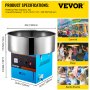 VEVOR Commerciële Elektrische Suikerspinmachine Floss Maker 20 inch RVS Blauw