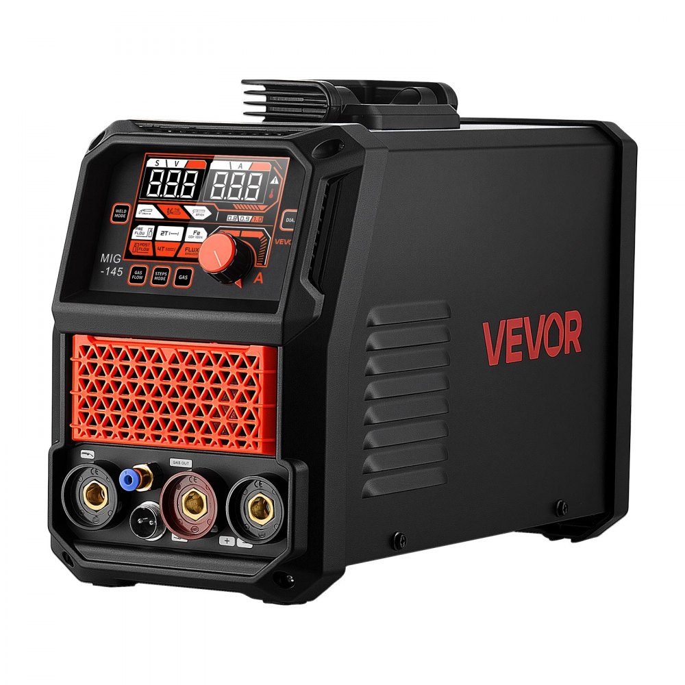 VEVOR 145A MIG-lasapparaat 4-in-1 MIG/gevuld draad/lift-TIG/MMA-lassen, draagbaar 220V-lasapparaat voor werkplaats, garage en doe-het-zelf, IGBT-inverter, Synergy Control, 2T/4T-modi, digitaal display