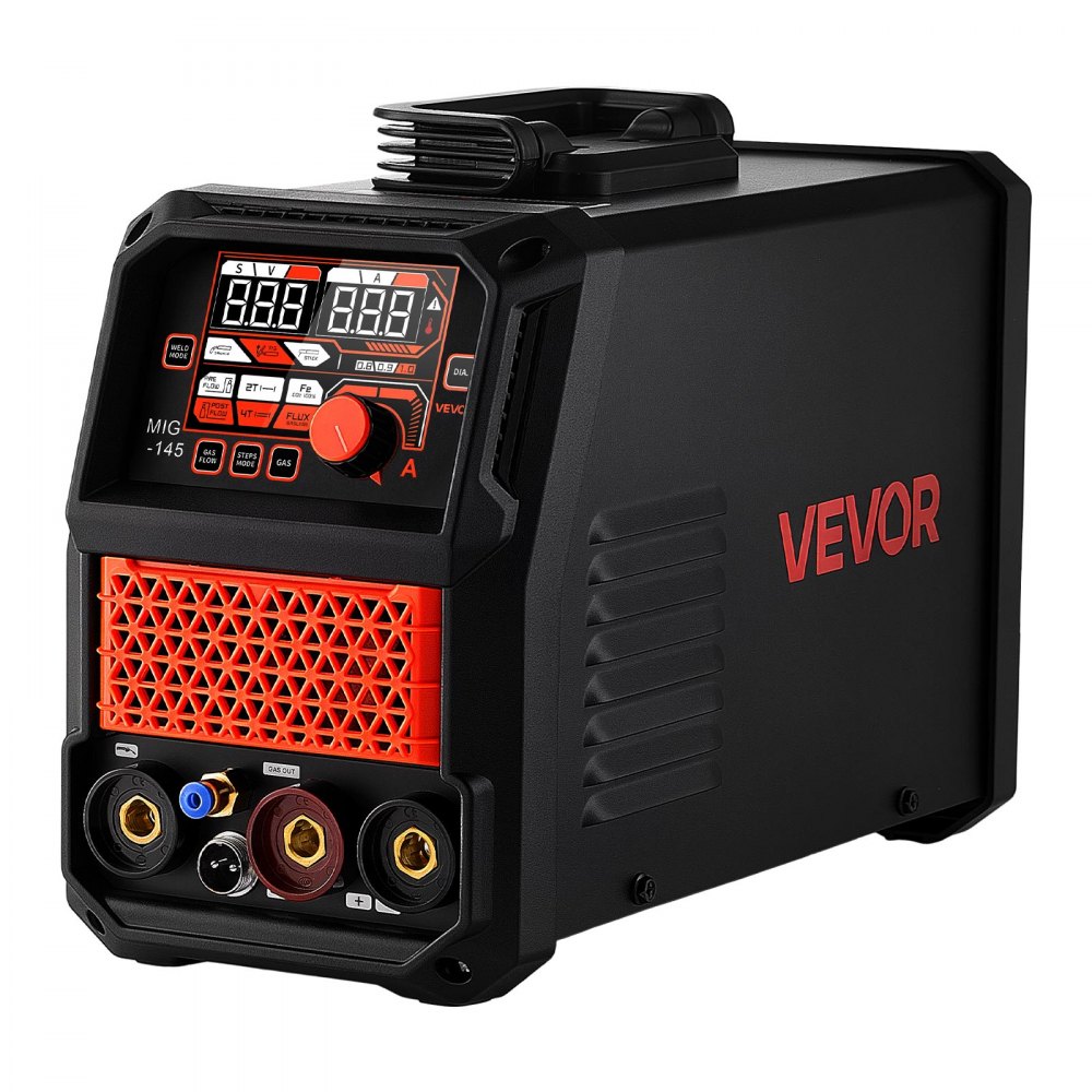 VEVOR 145A MIG-lasapparaat 4-in-1 MIG/gevuld draad/lift-TIG/MMA-lassen, draagbaar 220V-lasapparaat voor werkplaats, garage en doe-het-zelf, IGBT-inverter, Synergy Control, 2T/4T-modi, digitaal display