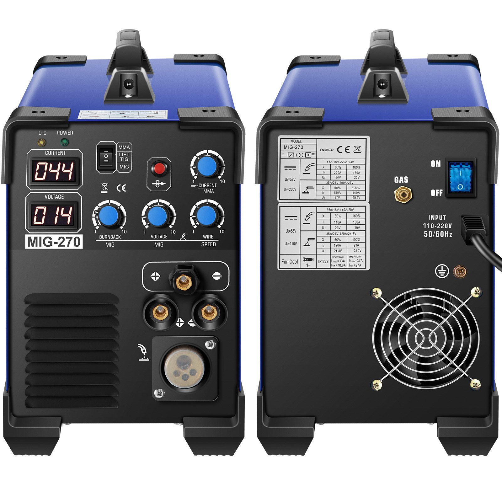 VEVOR MIG-270 Mig Lasser Lasmachine 3 in 1 MIG MMA TIGLasser Combo 110V/220V