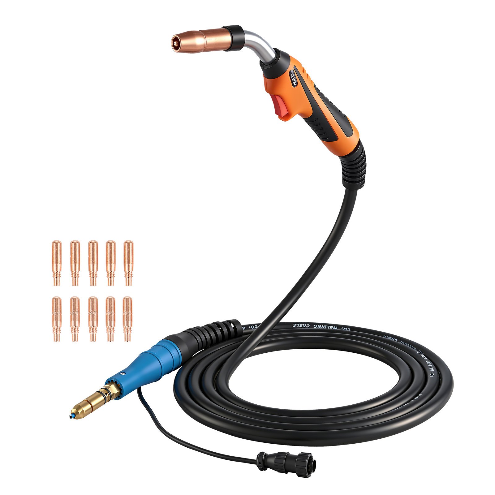 VEVOR 250A MIG Welding Gun with 4.57m Cable, Replacement for Miller MDX-250 - with 11PCS Mig Welding Contact Tips