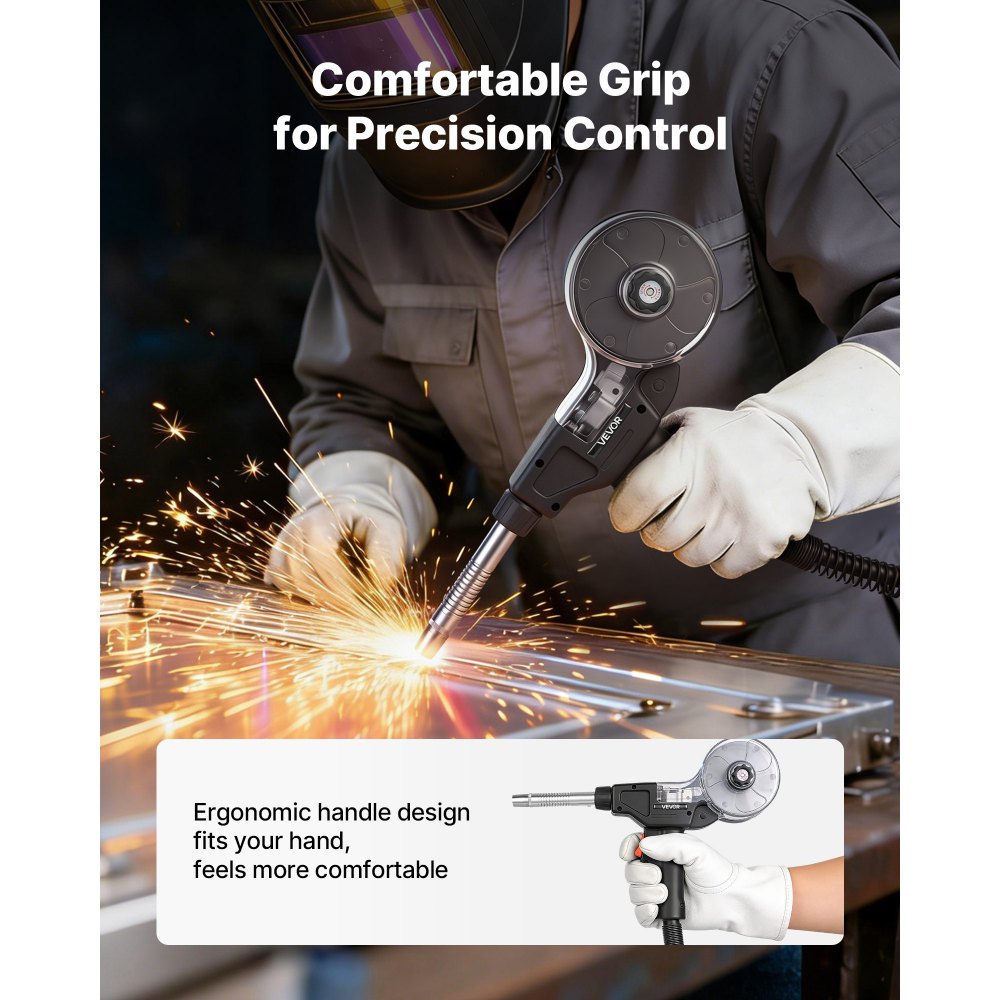 VEVOR 135A MIG-lasbrander met 3 m slang, MIG-laspistool met 11 reservemondstukken en dubbele V-groef, professionele lasaccessoires compatibel met Miller Spoolmate 100, gasmetaalbooglasmachine voor werkplaats