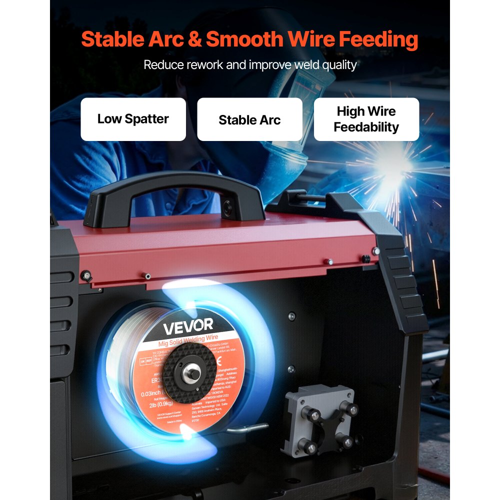 VEVOR Solid MIG Welding Wire, ER308L 0.03-inch 2 LBS, Low Spatter Stainless Steel Welding Wire with High Feedability for All-Position Gas Shielded Welding