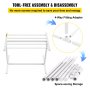 VEVOR Towel Rack, 5 Bars Outdoor PVC Towel Holder, Floor Standing Pool Towel Hanger Stand with Clips, Bag & Hook, Outdoor Indoor Quilt Drying Rack Organizer, Ideal for Poolside, Bathroom, Spa, White