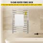 VEVOR Heated Towel Rack, 10 Bars Curved Design, Mirror Polished Stainless Steel Electric Towel Warmer with Built-In Timer, Wall-Mounted for Bathroom, Plug-In/Hardwired, CE Certificated, Silver