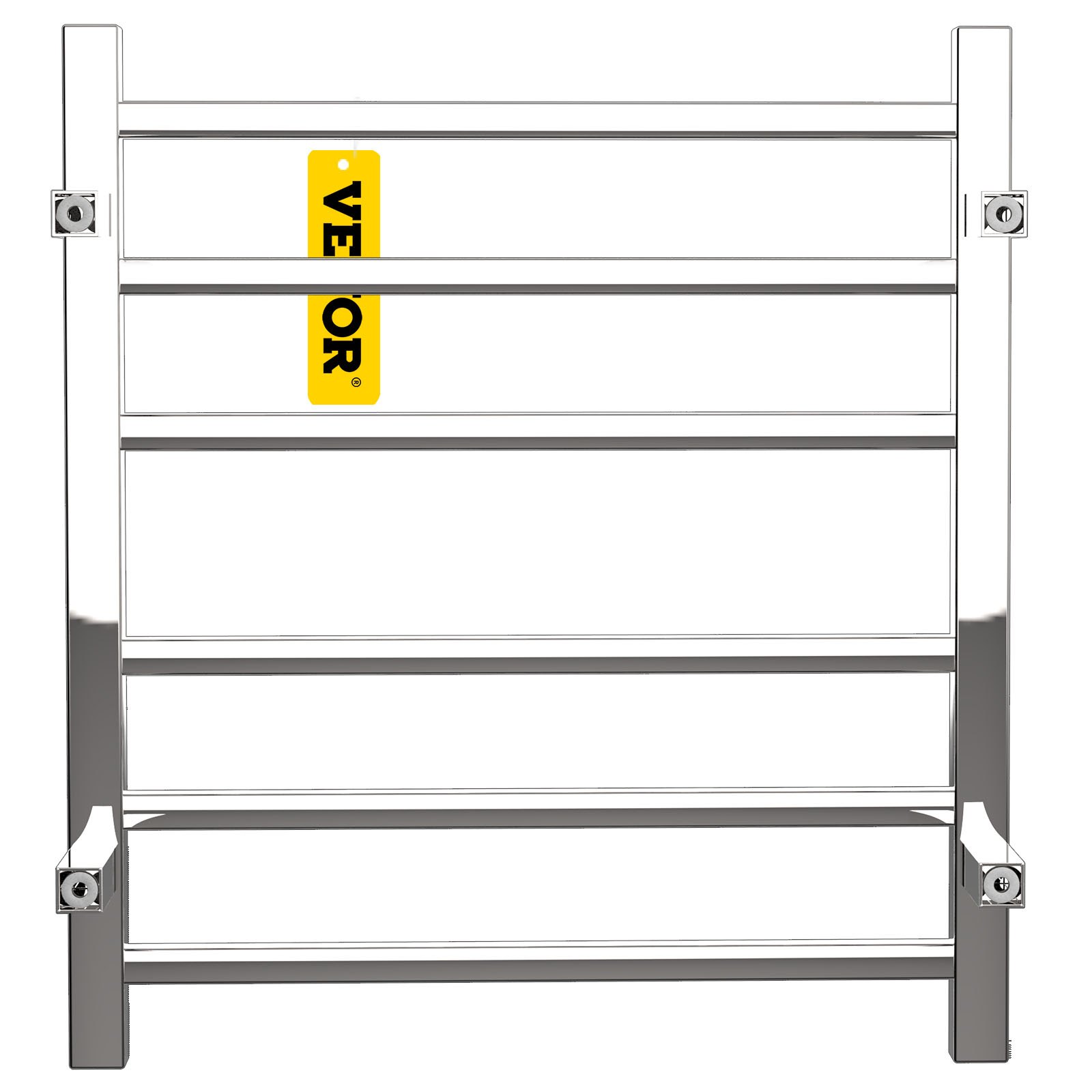 VEVOR Heated Towel Rack, 6 Bars Design, Mirror Polished Stainless Steel Electric Towel Warmer with Built-In Timer, Wall-Mounted for Bathroom, Plug-In/Hardwired, CE Certificated, Silver