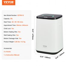 VEVOR Handdoekverwarmer 20L Emmer LED Scherm U-vormige Handdoekmand Wit