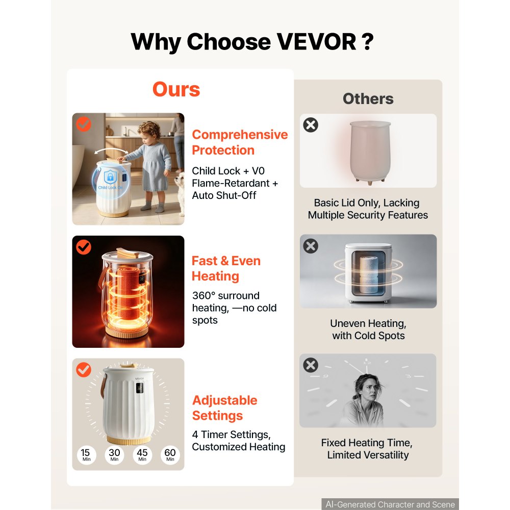 VEVOR Handdoekverwarmer 20L, stoomverwarmer voor handdoeken, dekens en badjassen, 4-traps instelbare timer, houten handvat, automatische uitschakeling, ingebouwde aromabox, wit
