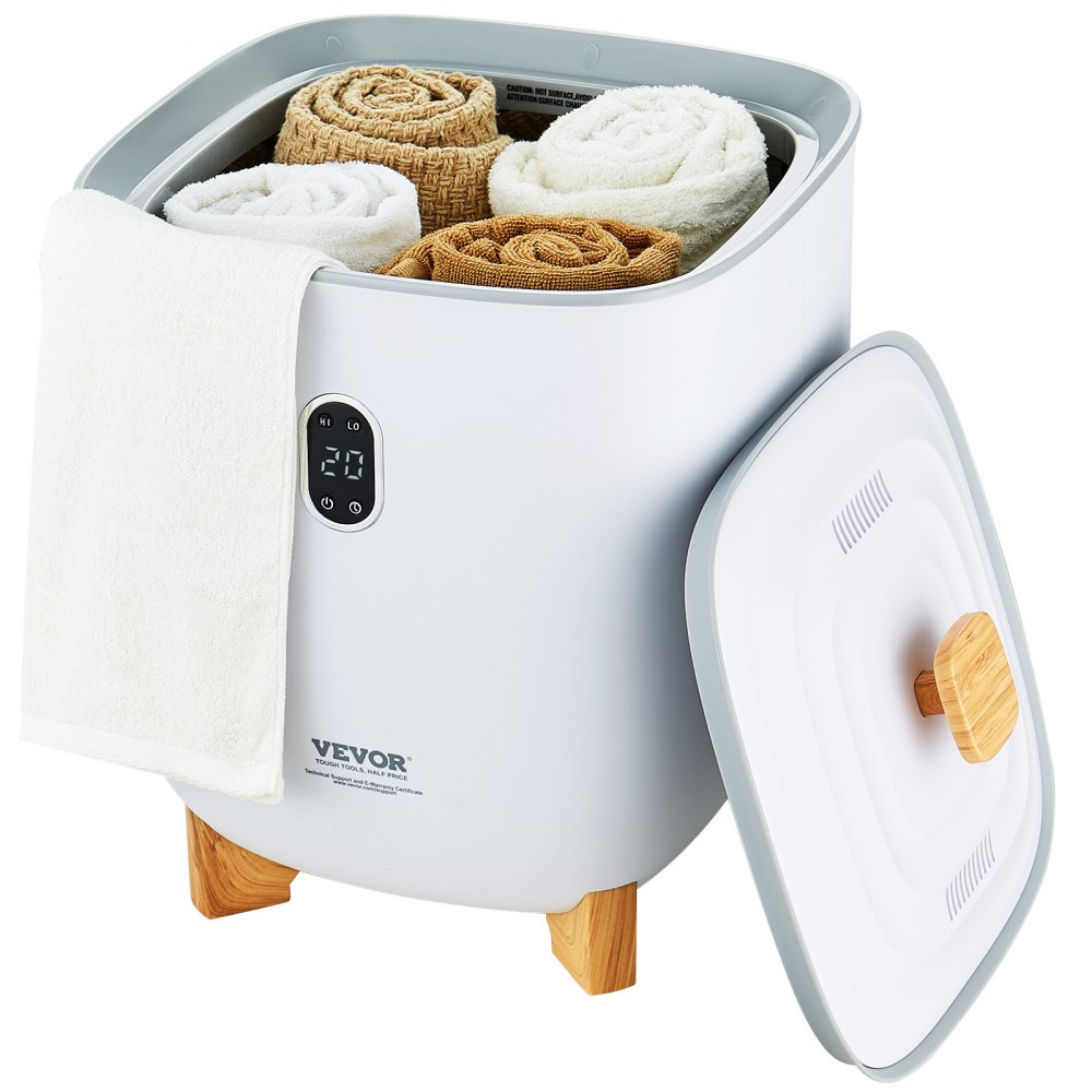 VEVOR 25L Grote handdoekverwarmer, handdoekverwarmer met LED-scherm en verwarmingskolommen aan de onderkant, slimme handdoekverwarmer met instelbare timer voor de badkamer, badjas, deken en pyjama, automatische uitschakeling, wit
