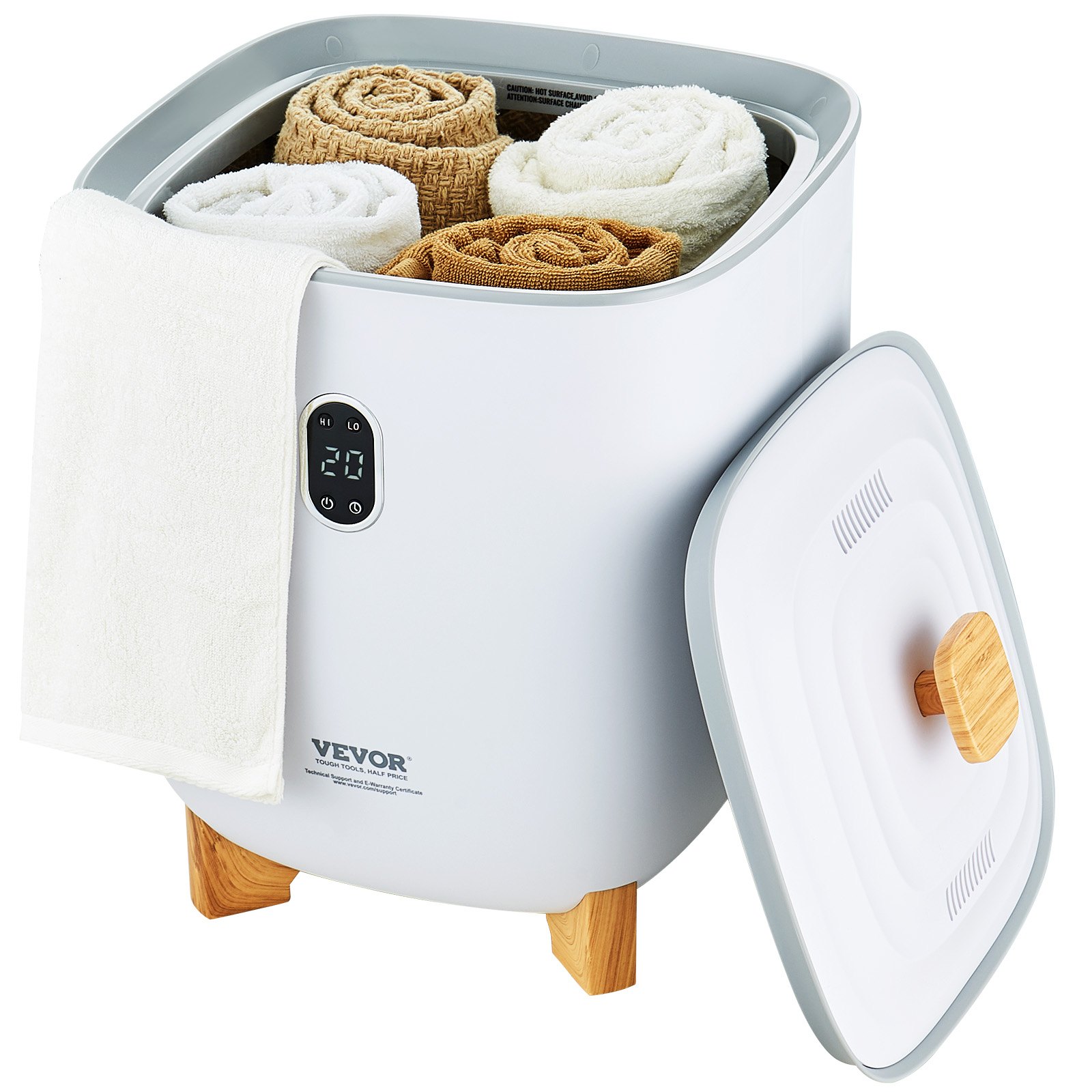 VEVOR 25L Grote handdoekverwarmer, handdoekverwarmer met LED-scherm en verwarmingskolommen aan de onderkant, slimme handdoekverwarmer met instelbare timer voor de badkamer, badjas, deken en pyjama, automatische uitschakeling, wit