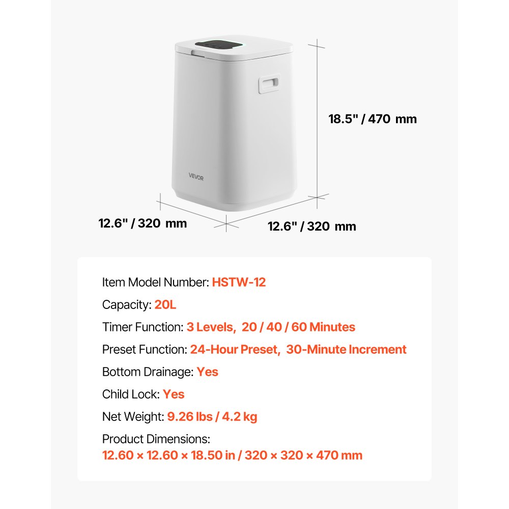 VEVOR Handdoekverwarmer Emmerverwarmer 20L met LED-display & instellingen (timer & temperatuur) & veiligheidsslot & 4 haken, handdoekverwarmer voor spa, huis, badkamer, wasruimte, wit