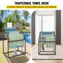 VEVOR Towel Stand Towel Holder with 5 Towel Rails Freestanding, Spa Swimming Pools Towel Holder 94 x 60 x 127 cm Brown Load Capacity 25 kg, PVC Towel Stand with 8 Towel Clips & 1 Hook