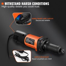 VEVOR rechte slijper 820W mini slijper 7000-30000 rpm rechte slijper 6 snelheden multischuurmachine met 1,8 m kabel 1/4" en 1/8" spantang waterdicht geluidsarm slijpen polijsten snijden