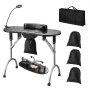 VEVOR Manicure Table, Foldable Nail Table with Electric Dust Collector, Movable Nail Tech Desk and 4 Wheels, 3 Dust Bags, Bendable LED Lamp, MDF Nail Art Workstation