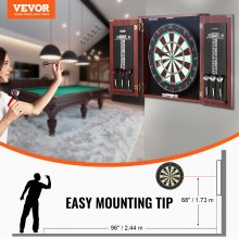 VEVOR dartkastenset officieel formaat dartbord MDF darts 45x3,8cm LED