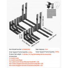 VEVOR Poortframe Anti-doorzakhoekbeugel Poortframe Hardware IJzer 2 Sets