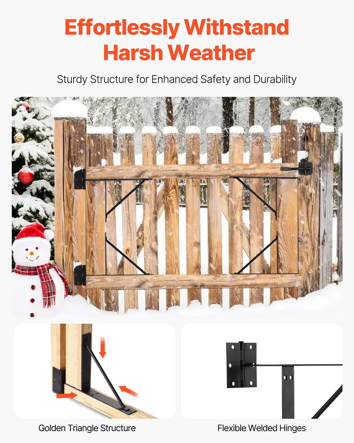 VEVOR Gate Corner Brace Bracket, 2 Sets, Anti Sag Gate Frame Hardware Kit, Gate Frame Brace Bracket with Latch Lock, Screws, for Shed Doors, Corral Gates, Driveway Gates, Stable Gates, Iron, Black