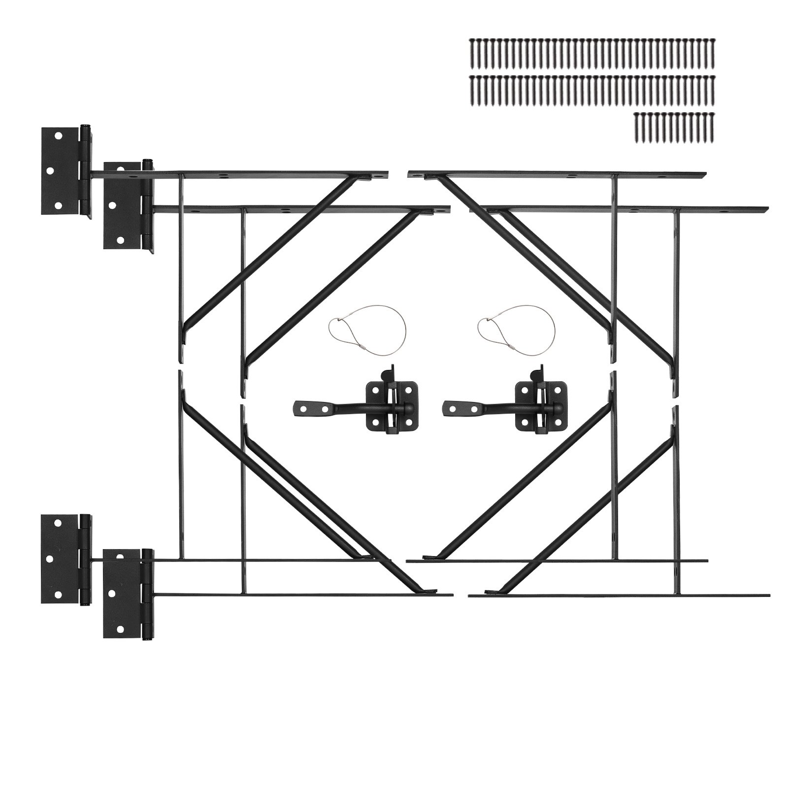 VEVOR Gate Corner Brace Bracket, 2 Sets, Anti Sag Gate Frame Hardware Kit, Gate Frame Brace Bracket with Latch Lock, Screws, for Shed Doors, Corral Gates, Driveway Gates, Stable Gates, Iron, Black