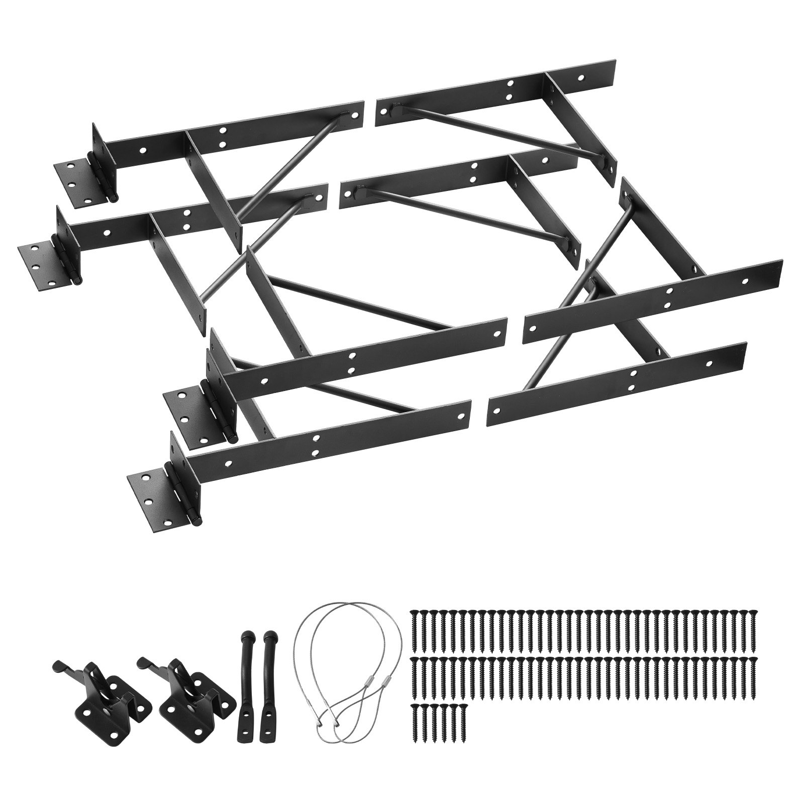 VEVOR Gate Corner Brace Bracket, 2 Sets, Anti Sag Gate Frame Hardware Kit, Gate Frame Brace Bracket with Latch Lock, Screws, for Shed Doors, Corral Gates, Driveway Gates, Stable Gates, Iron, Black