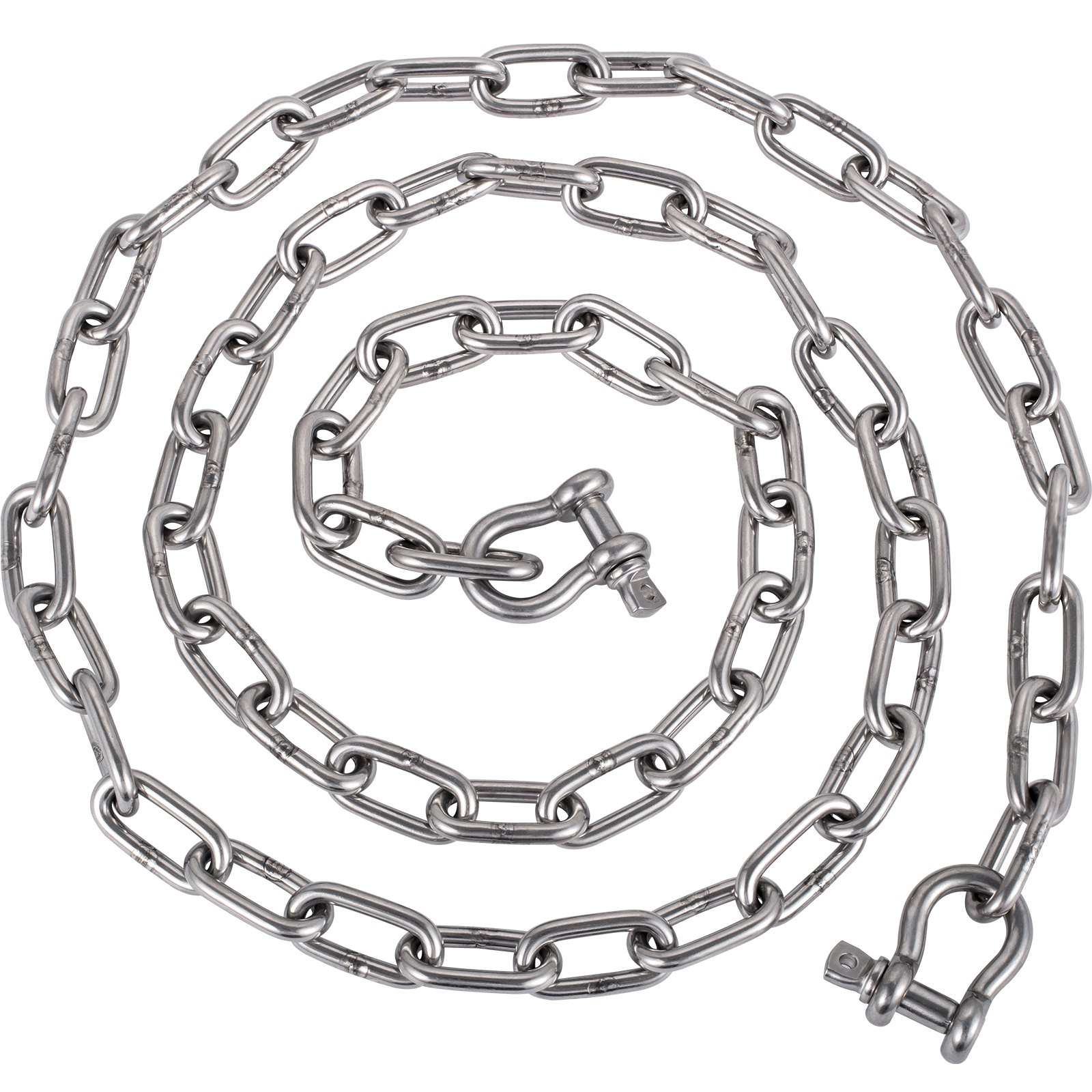 VEVOR Boat Anchor Chain, 5/16" x 20', 2373 lbs. WLL/7120 lbs. BS, 316 Stainless Steel Marine Grade Anchor Lead Chain with Dual Lock Ring Shackles for Boats, Deck, Fishing, Works with Different Anchors