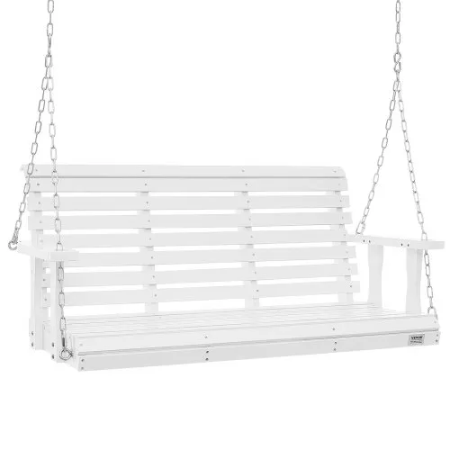 VEVOR Cederhouten veranda schommel, 1370x710x600mm, patio schommel voor tuin en terras, verbeterde draagkracht van ca. 400 kg, robuuste schommelstoelbank met ophangkettingen voor buitengebruik, wit