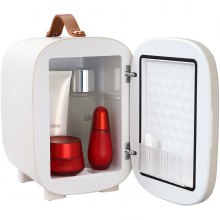 VEVOR 4 L / 6 blikjes minikoelkast, 2 in 1 kleine koelkast Koel- en verwarmingsfunctie, slot Compacte drankkoelkast 9V DC / 220V AC voor kantoor en slaapzaal Drankcosmetisch wit