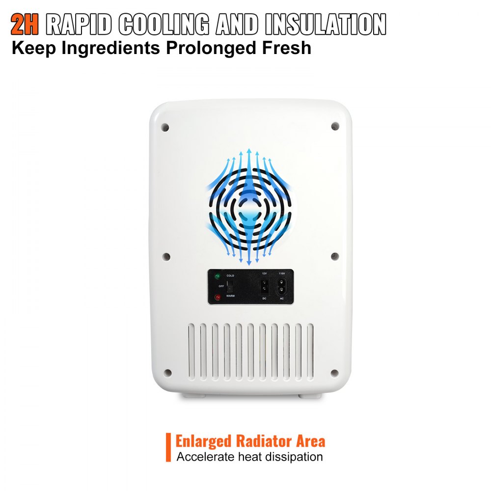 VEVOR Mini Fridge, 10L/12 Cans Compact Personal Fridge, AC/DC Portable Thermoelectric Cooler and Warmer Refrigerators, Skincare Fridge for Beverage, Snacks, Home, Office and Car, CE Listed (Black)