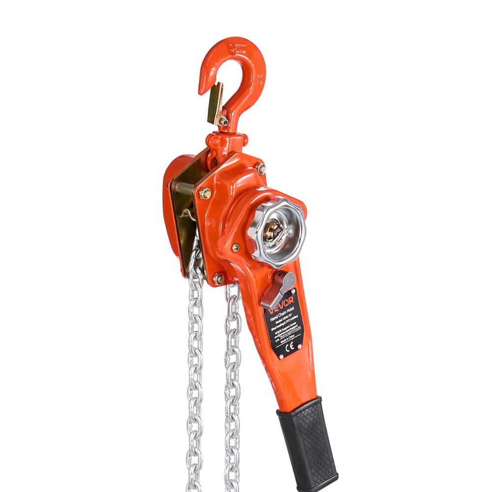 VEVOR Hefboomtakel, capaciteit 3/4 T, handkettingtakel, hefvermogen 3 m, G80 stalen legeringketting met mechanische dubbele palrem, rateltakel met 360° draaibare haken, voor magazijn, bouw en garage