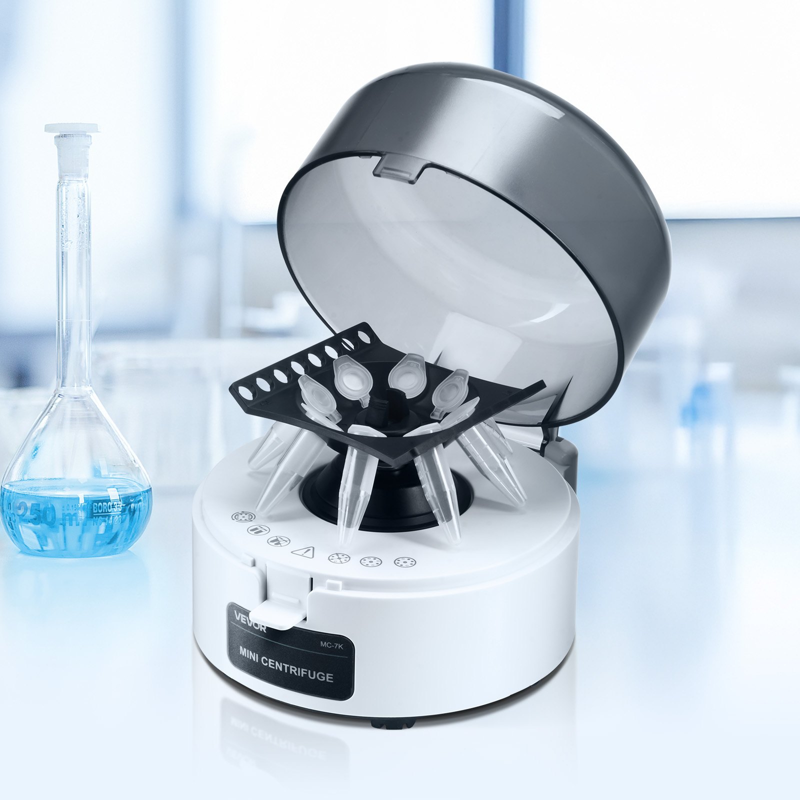 VEVOR Mini Centrifuge Machine 3013 xg RCF Elektrische Laboratorium Centrifuge Machine met 2 in 1 Rotor voor 0,2/1,5/2 ml Buiscapaciteit, Vaste Snelheid 7000 rpm, Laag Geluidsniveau voor Laboratorium Experimenten