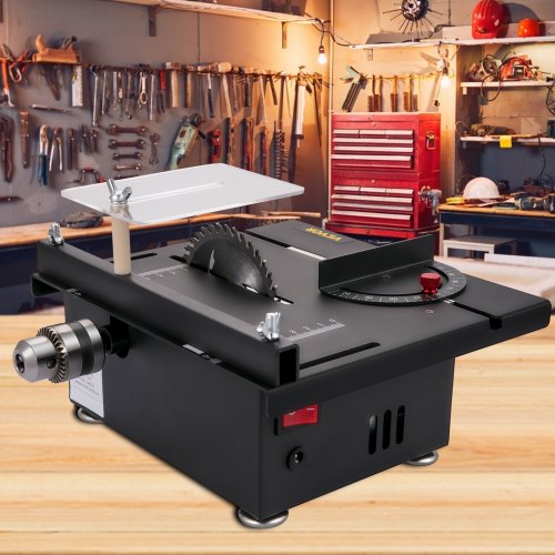 VEVOR Mini Tafelzaag 240x220x100 mm Kleine Tafelzaag 96W Mini Precisie Tafelzaag Gemaakt van Metaal en Elektronische Componenten met Snelheidsaanpassing op 7 Niveaus voor Snijden Slijpen Polijsten enz