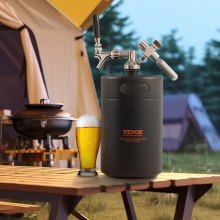 VEVOR Mini Biervat Bierdispenser 5L Druk Growler Zwart Huishouden Camping