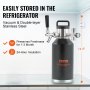 VEVOR Beer Growler Tap System, 64Oz 1.89L Mini Keg, 304 Stainless Steel Pressurized Beer Growler, Keg Growler with Pressure Display, CO2 Regulator Faucet, Leak-Proof Ring For Draft Homebrew Craft Beer