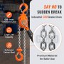 VEVOR Manual Lever Chain Hoist, 1/4 Ton 550 lbs Capacity 10 FT Come Along, G80 Galvanized Carbon Steel with Weston Double-Pawl Brake, Auto Chain Leading & 360° Rotation Hook, for Garage Factory Dock