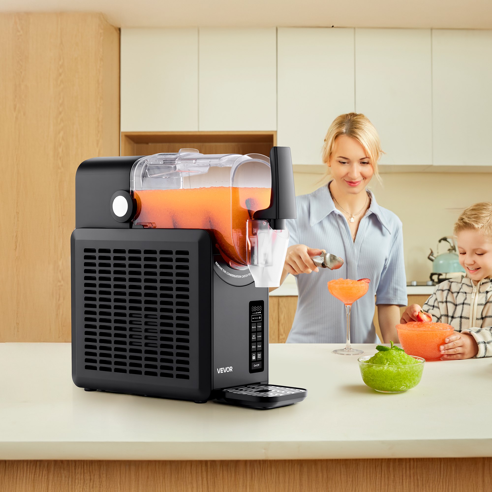 VEVOR Slushie Machine, 2.5L Capaciteit, Bevroren Drankenmaker met 5 Vooraf Ingestelde Programma's, Zelfreinigende Margarita Machine, Bevroren Margarita's, Frappés, Milkshakes