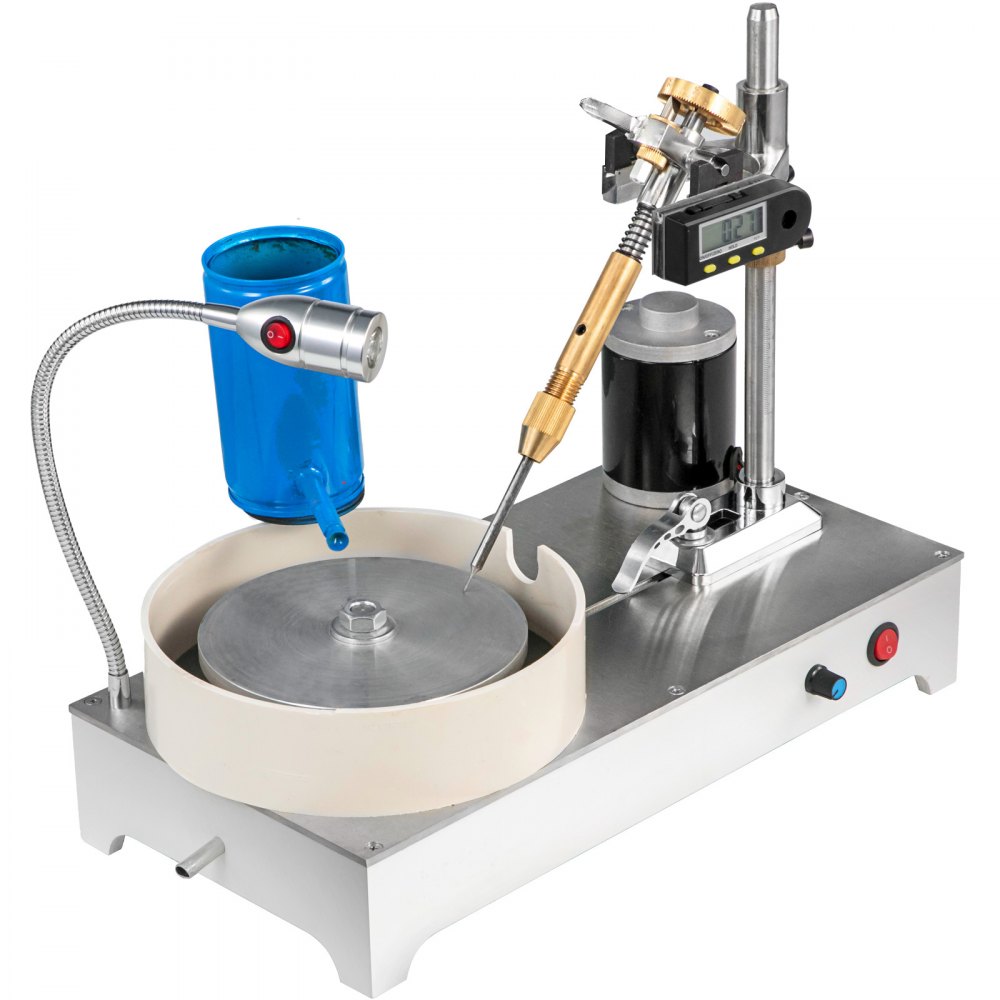 VEVOR Gem Faceting Machine 1800RPM Rock Polisher Lapidary Equipment Jewelry Polisher Gem Cutting Machine Lapidary Grinder Polisher Machine with Digital Display and Mechanical Handle for Gem Stone