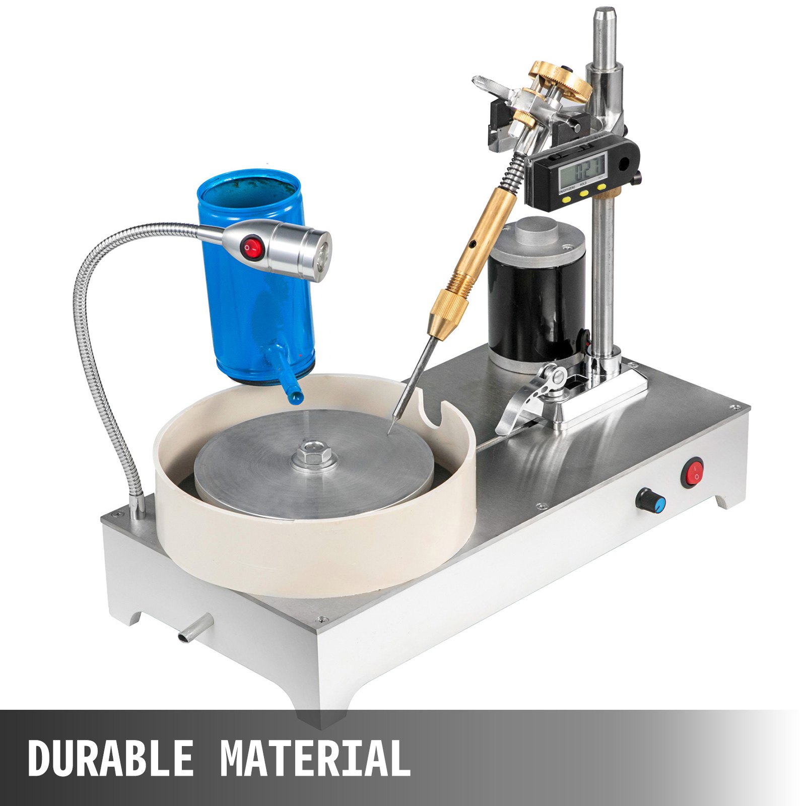 VEVOR Gem Faceting Machine 1800RPM Rock Polisher Lapidary Equipment Jewelry Polisher Gem Cutting Machine Lapidary Grinder Polisher Machine with Digital Display and Mechanical Handle for Gem Stone