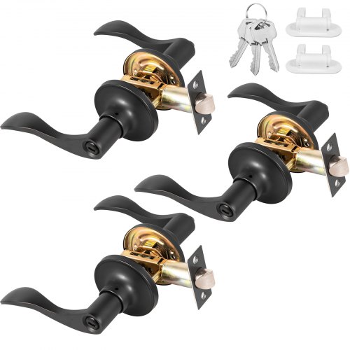 Deurkrukken, binnendeuren, deurschakel, 3-delig deurbeslag voor deuren met een dikte van 35-45 mm