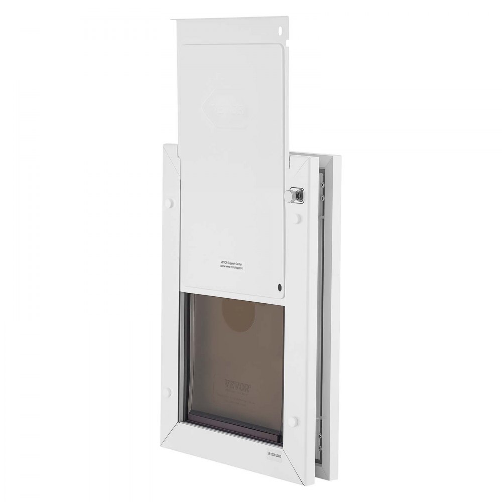 VEVOR Hondenluik (Medium) met dubbele magnetische kleppen en metalen frame, weerbestendig kattenluik voor binnen- en buitendeuren, kattenluik, hondenluik, huisdierluik, wit, 20,96 x 31,12 cm (breedte x hoogte)