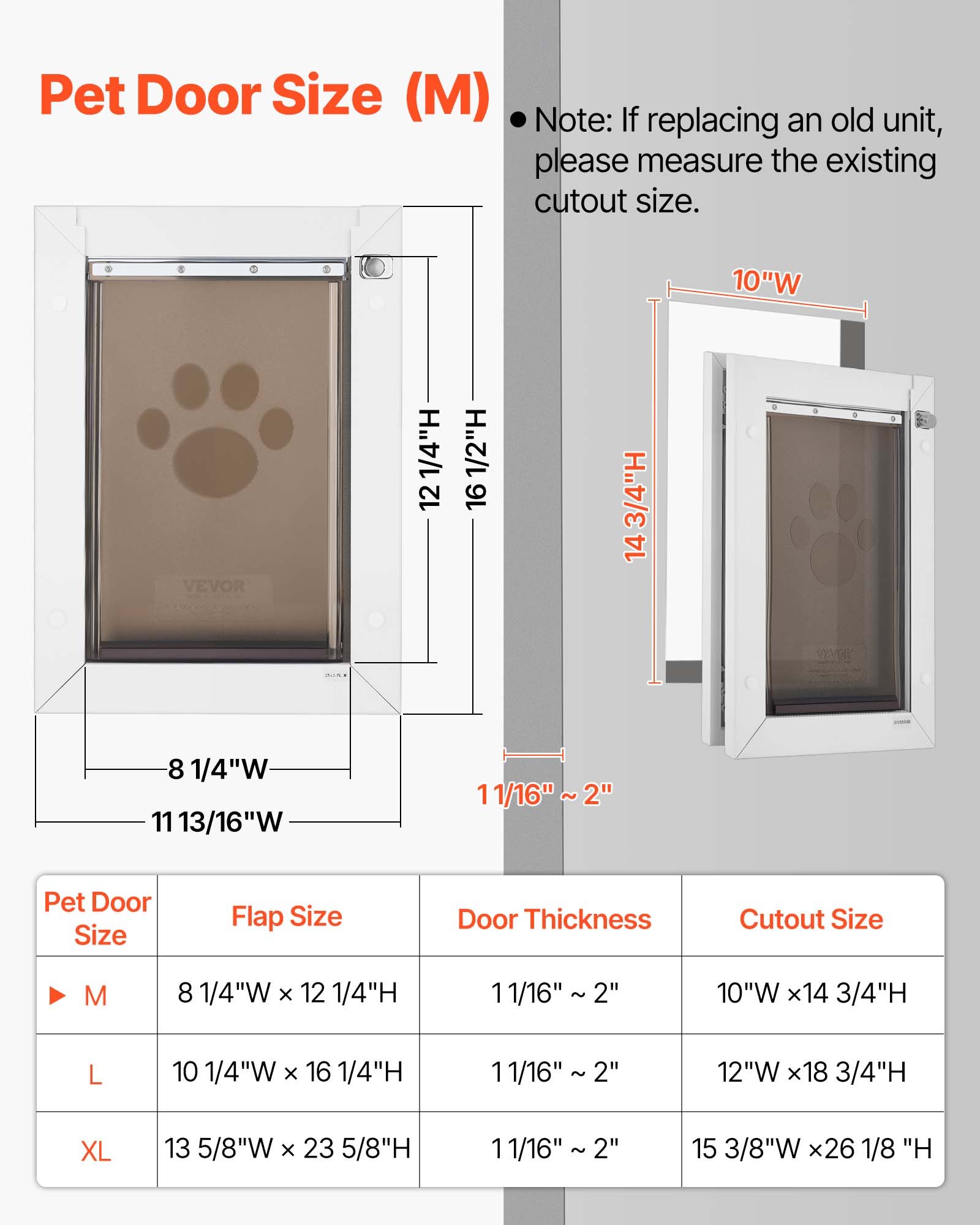 VEVOR Hondenluik (Medium) met dubbele magnetische kleppen en metalen frame, weerbestendig kattenluik voor binnen- en buitendeuren, kattenluik, hondenluik, huisdierluik, wit, 20,96 x 31,12 cm (breedte x hoogte)