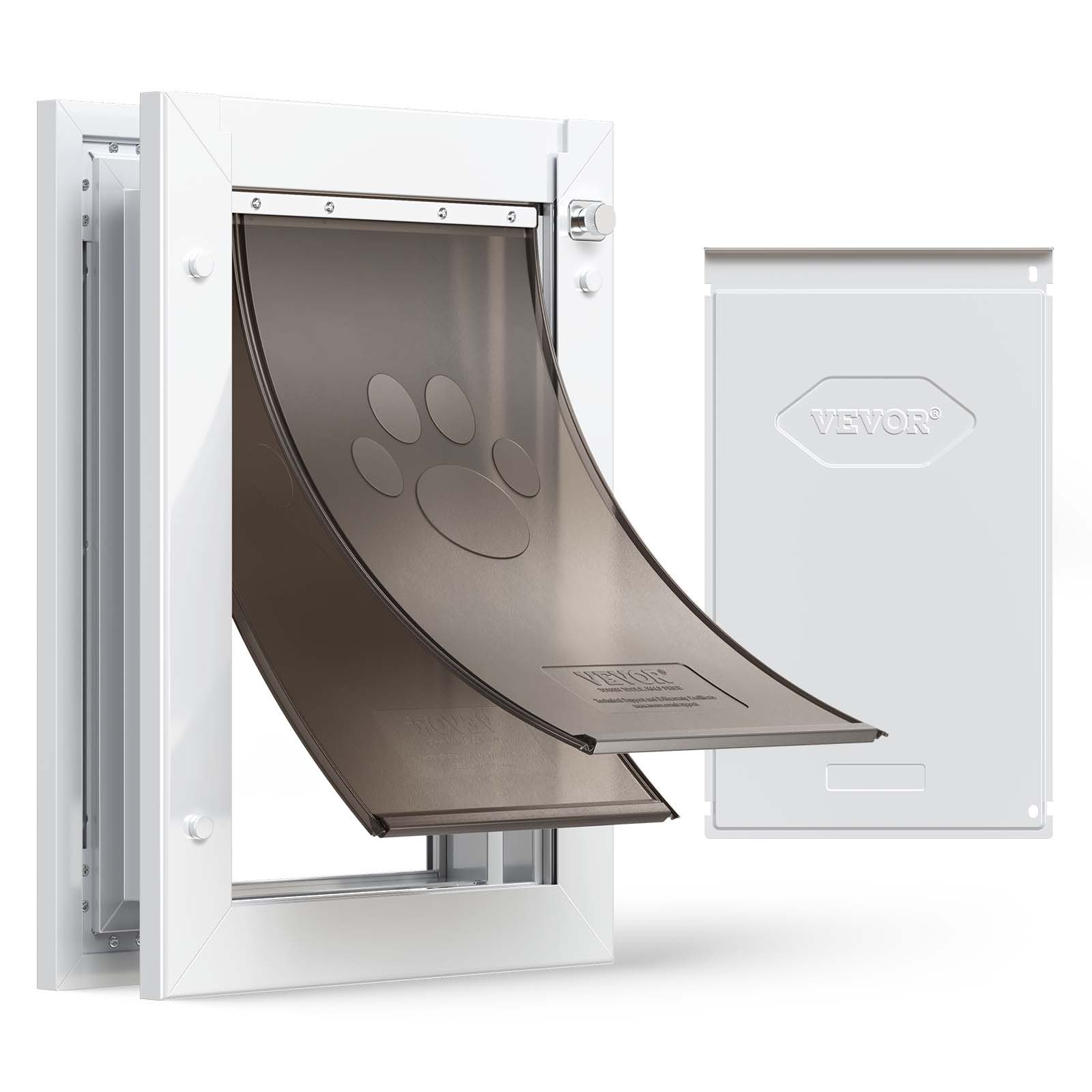 VEVOR Hondenluik (Medium) met dubbele magnetische kleppen en metalen frame, weerbestendig kattenluik voor binnen- en buitendeuren, kattenluik, hondenluik, huisdierluik, wit, 20,96 x 31,12 cm (breedte x hoogte)