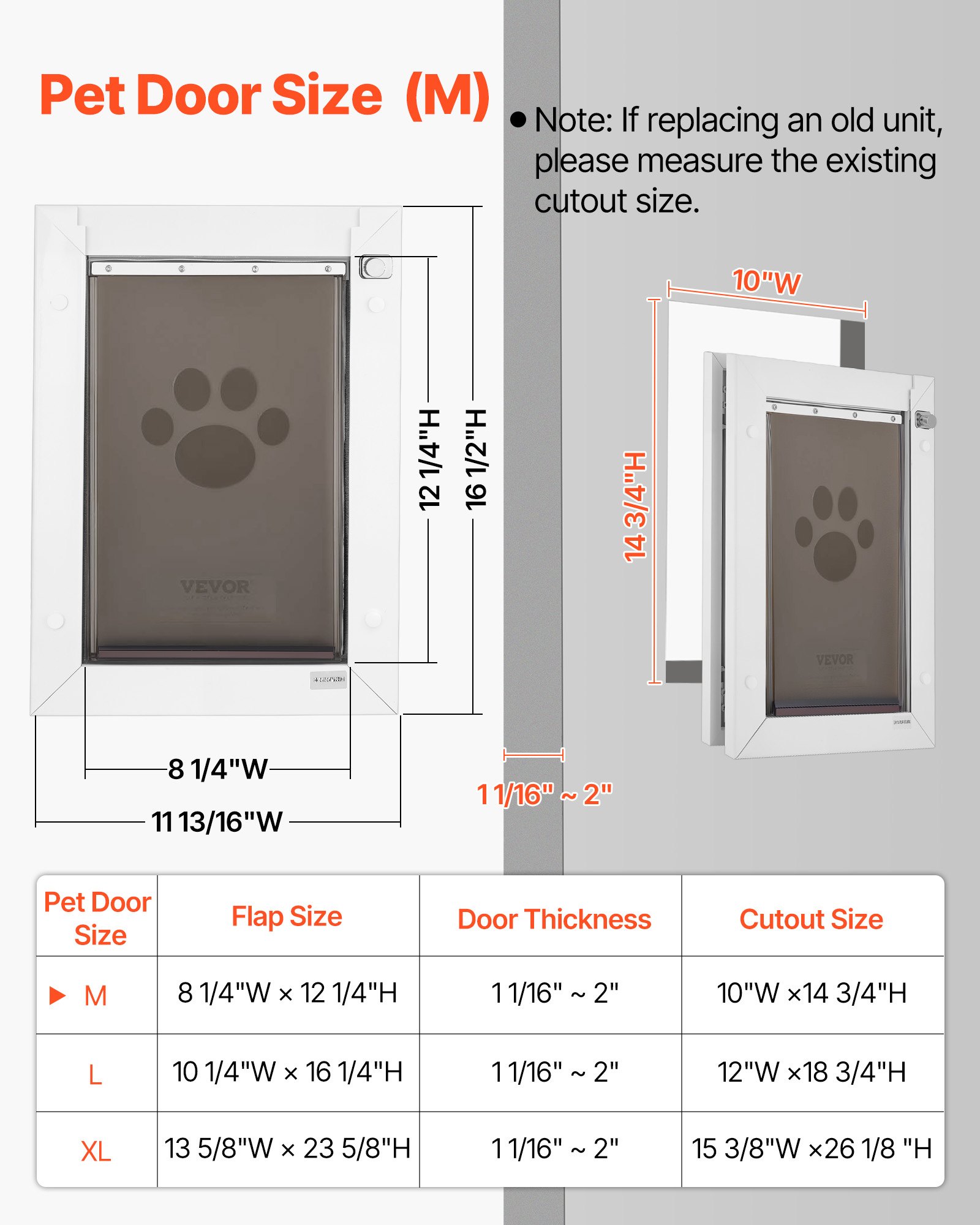 VEVOR Hondenluik (Medium) met 3 magnetische kleppen en metalen frame, weerbestendig kattenluik voor binnen- en buitendeuren, kattenluik, hondenluik, huisdierluik, wit, 20,96 x 31,12 cm (breedte x hoogte)