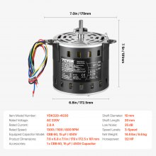 VEVOR 1/2 PK ventilatormotor 2,6A 1300/1100/800rpm 3 versnellingen 15μF/450V condensator