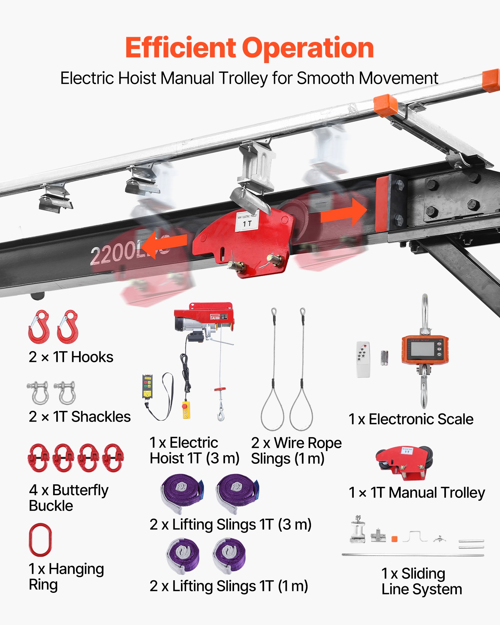 VEVOR mobiele portaalkraan met een hefvermogen van 997,9 kg, in hoogte verstelbare stalen laadkraan van 243-363 cm, werkplaatskraan met handtrolley, elektrische kettingtakel en 360° vergrendelbare zwenkwielen, lastkraan voor hijswerkzaamheden