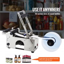 VEVOR Semi-Automatic Round Labeling Machine, 20-50pcs/min, Electric Bottle Label Applicator for Round Bottles, Round Bottle Labeler Suitable for Bottle Diameter 0.79-4.72 inches (with Pressing Bar)