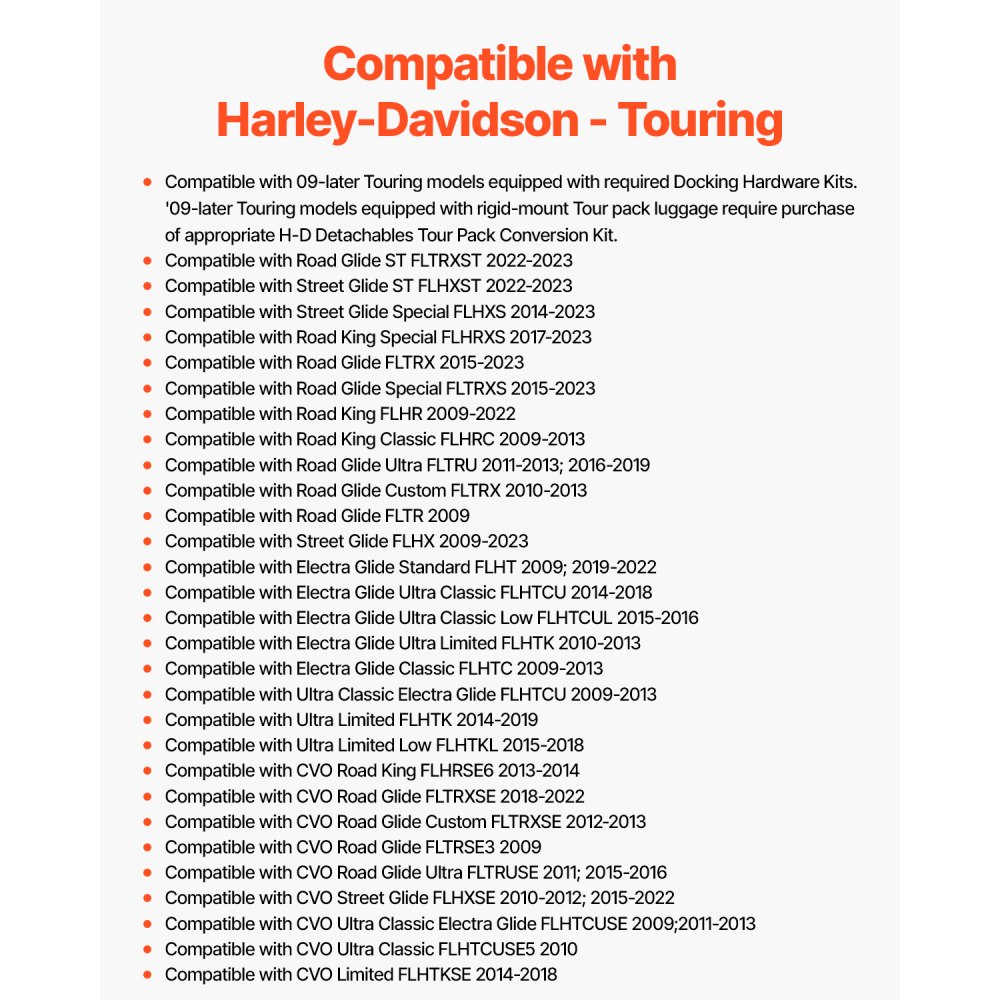 VEVOR Motorfiets Rugleuning Sissy Bar met Bagagerek Compatibel met Harley-Davidson Touring Modellen Street Glide Road Glide Road King, 40 cm (H) Afneembare Passagiersrugleuning voor Motorfietsen