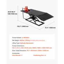VEVOR Motorfietslift Hefstandaard Motorfietsstandaard 178-940mm Pneumatisch